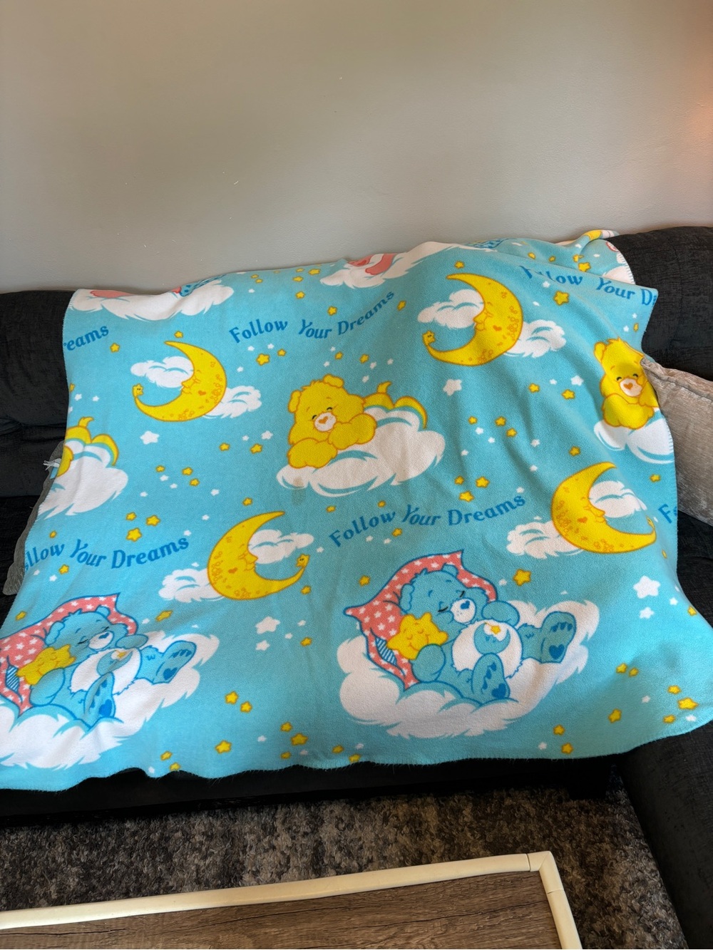 Vintage 2000s Y2K Care Bears Fleece Throw Blanket Follow Your Dreams